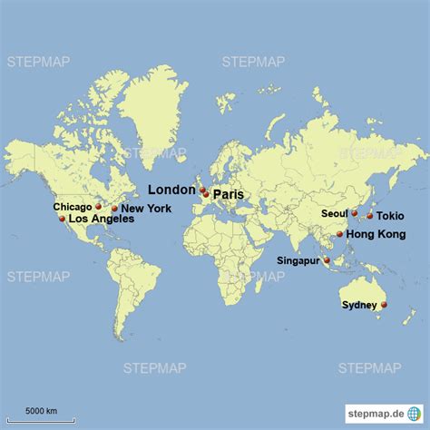 Stepmap Global Cities Landkarte F R Welt