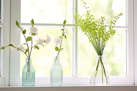 Three Vases On A Window Sill Sitting Background High Resolution