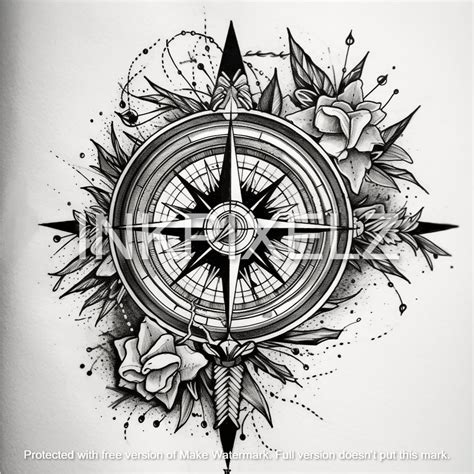 Digital Download Nautical Compass Tattoo Design Png And Svg Files Download And Ink Placement Etsy