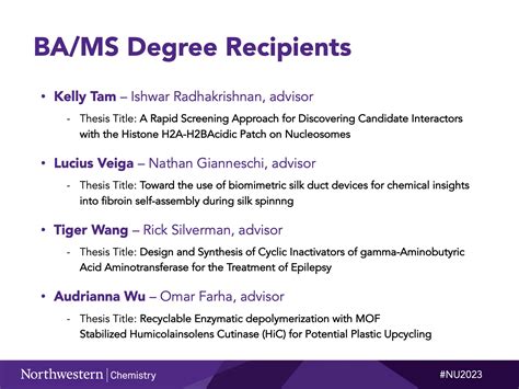 2023 Graduates: Department of Chemistry - Northwestern University