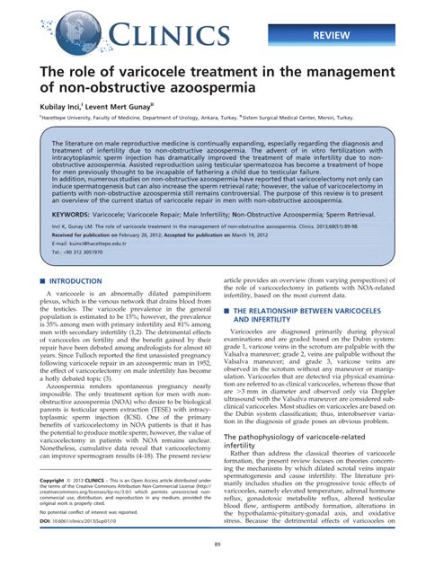 Pdf The Role Of Varicocele Treatment In The Management Of Non