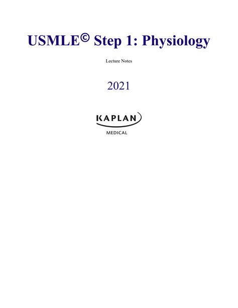 SOLUTION Physiology USMLE Step 1 Lecture Notes 2021 PDF Studypool