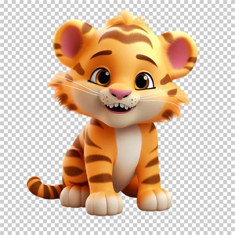 Premium Psd D Cartoon Tiger Isolated On Transparent Background