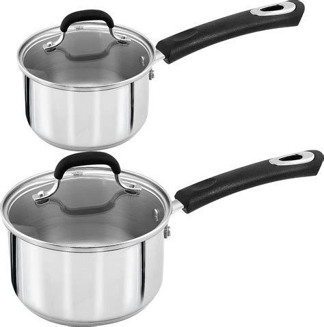 Utopia Kitchen Stainless Steel Saucepan Set 1 Quart And 2 Quart Glass Lid