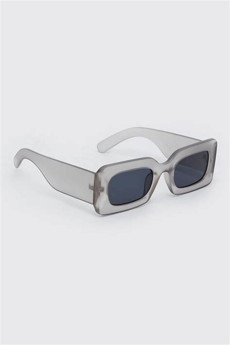 Men S Plastic Chunky Rectangle Sunglasses Boohoo Uk