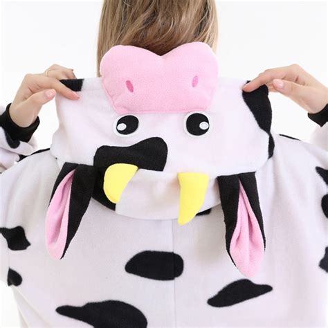 Kigurumi Doux De Vache Avec Capuche Pour Adulte Pyjama D Or