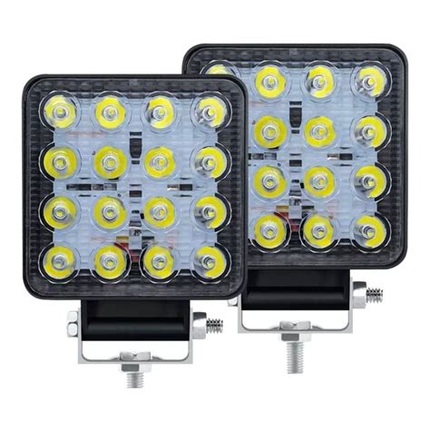 Kit Farol De Milha Auxiliar Leds W V Quadrado Fino Off Road