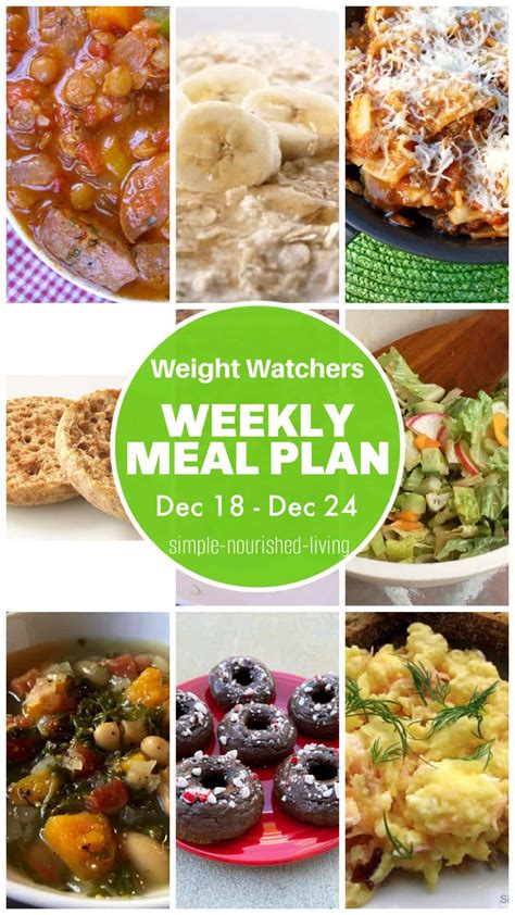 WeightWatchers Weekly Meal Plan Dec 18 Dec 24 Simple Nourished Living