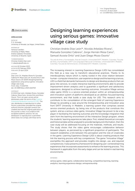 Pdf Designing Learning Experiences Using Serious Games Innovative