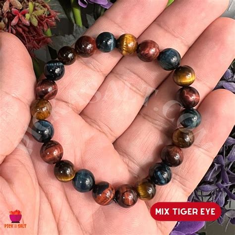 Tricolor Tiger S Eye Beads Bracelet GEMORZO FASHION