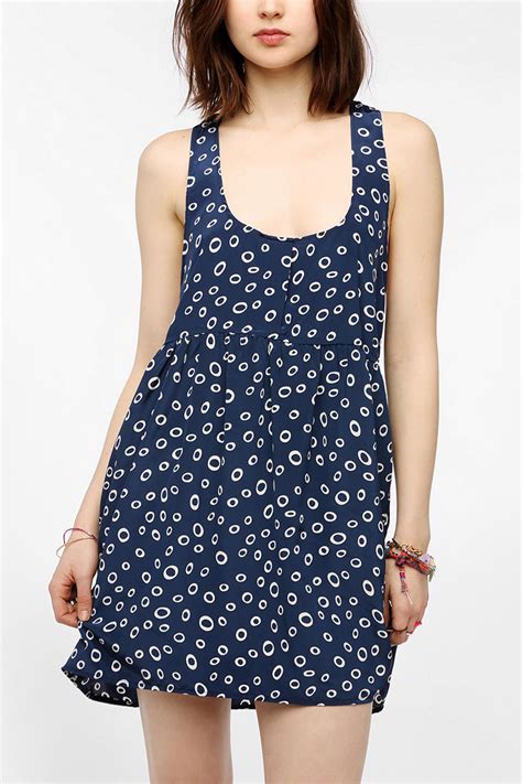 Urban Outfitters Urban Renewal Silky Racerback Secretary Dress In Blue