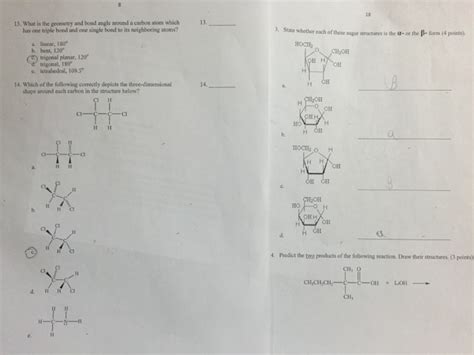 Solved What is the geometry and bond angle around a carbon | Chegg.com