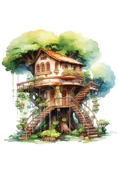 Fairy Treehouse Enchanted Dwelling Magical Retreat Treehouse Fantasy