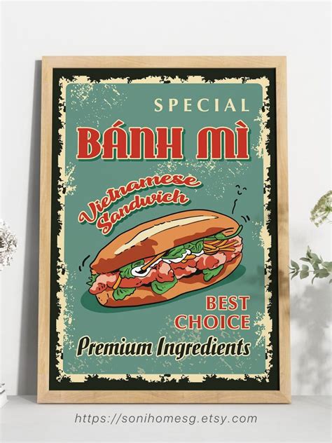 banh mi vietnamese food poster wall art print street vietnam cuisine