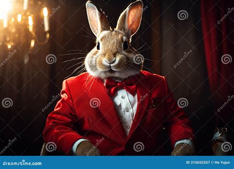 Rabit In Red Suit Stock Illustration Illustration Of Luck 315655357