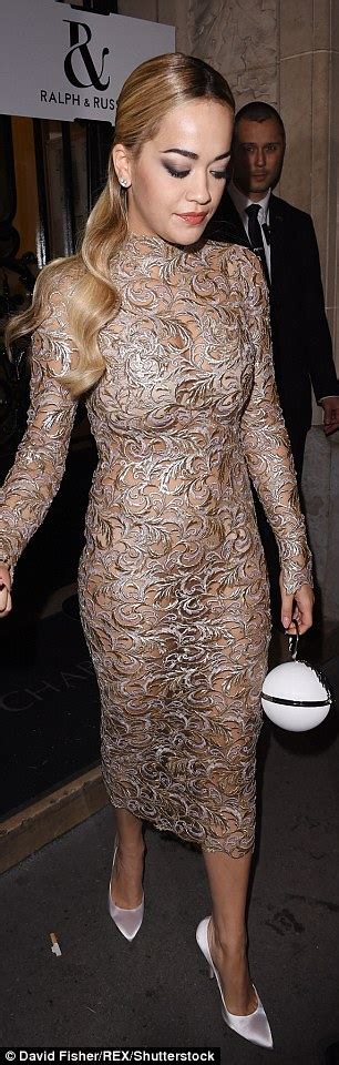 Rita Ora Flashes Her Underwear In Sexy Sheer Lace Dress In Paris