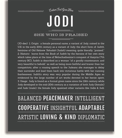 Jodi Name Art Print Name Stories