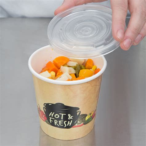 Choice 16 Oz Medley Double Poly Coated Paper Soup Hot Food Cup With Vented Plastic Lid 25 Pack