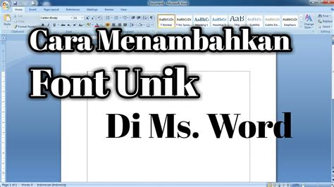 Cara Menambahkan Font Di Ms Word Youtube