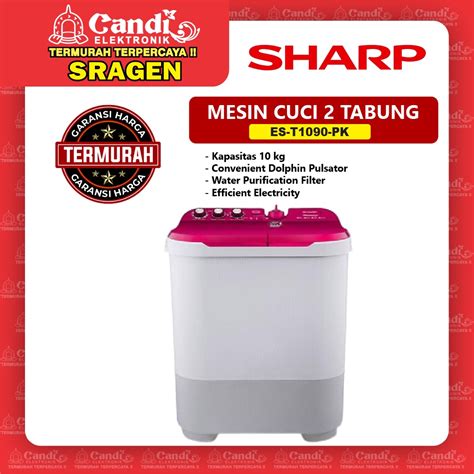 Jual SHARP MESIN CUCI 2 TABUNG 10 KG ES T1090 PK Shopee Indonesia