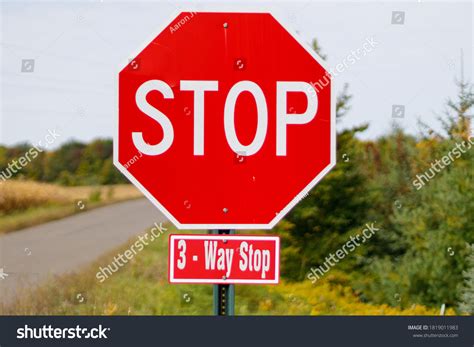 Three Way Stop Sign On Country Stock Photo Edit Now 1819011983