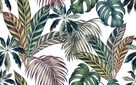 Premium Photo Watercolor Colorful Tropical Leaves Seamless Pattern Background