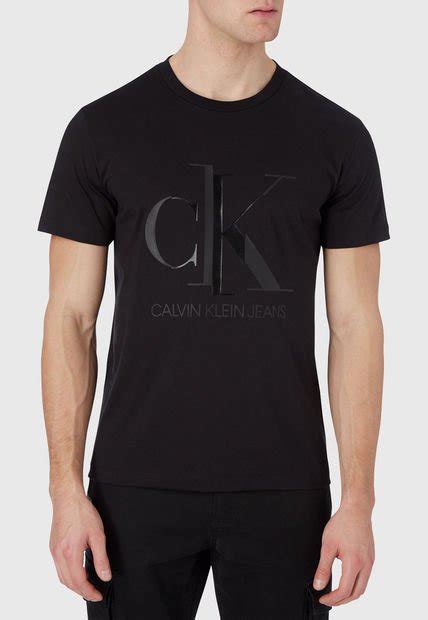 Polera Calvin Klein Jeans Shiny Monogram Reg Tee Negro Calce Slim Fit