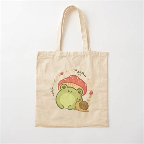 Cute Kawaii Frog With Toadstool Mushroom Hat And Snail Cottagecore