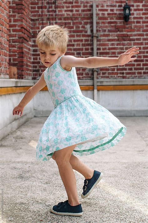 "Blonde Boy Child Spins Around In A Pretty Dress." by Stocksy ...