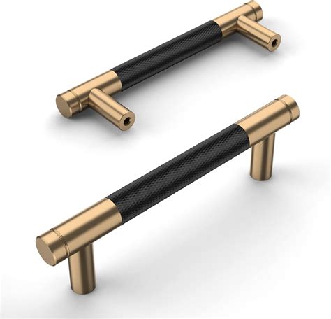 Amerdeco Pack Champagne Bronze And Black Knurled Cabinet Pulls