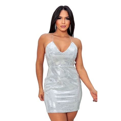 Vestido De Balada Branco Paet Curto Bojo Decote Costas