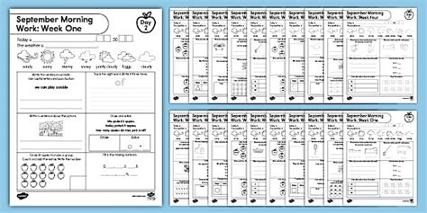 First Grade September Morning Work Bundle Twinkl