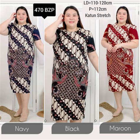 Jual Bigsize Dress Batik Jumbo Xxl Gaun Terusan Donna Wanita Kerja