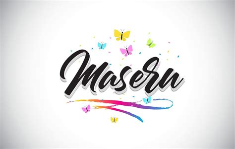 Maseru Handwritten Vector Word Text With Butterflies And Colorful