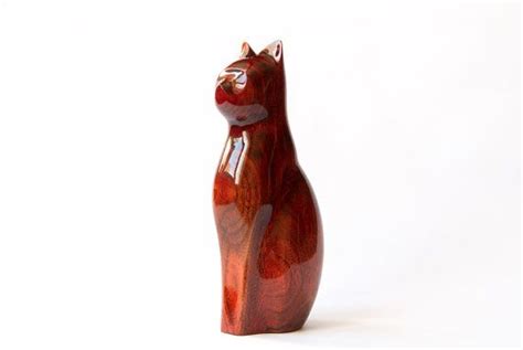 Wooden Cat Statue Wooden Cat Figurine Wood Carving Hand Etsy Wooden