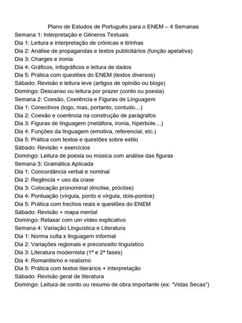 Português Para O Enem - Estudo de Português para o ENEM em 4 Semanas | PDF
