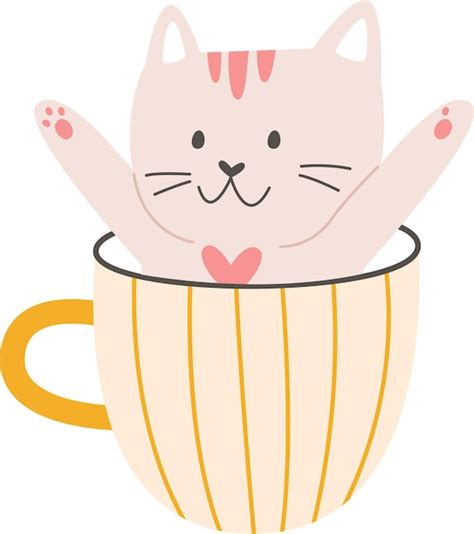 Premium Vector | Cat in cup