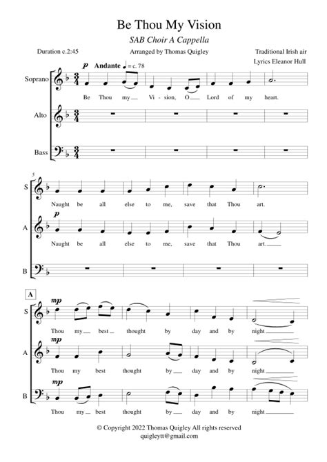 Be Thou My Vision Sab A Cappella Arr Thomas Quigley Sheet Music