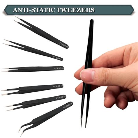 Precision Stainless Steel Tweezers Set Pcs Esd Anti Static Tweezer For