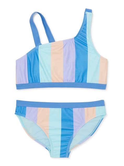Wonder Nation Girls Stripe Bikini With Upf Piece Sizes