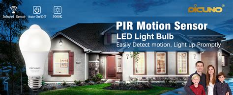 Dicuno Pir Motion Sensor Light Bulbs W W Equivalent E Led