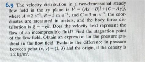 Solved The Velocity Distribution In A Two Dimensional Chegg