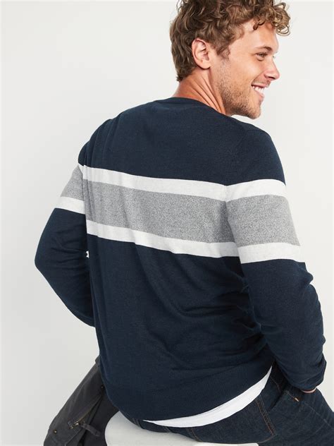 Chest Stripe Crew Neck Sweater For Men Old Navy