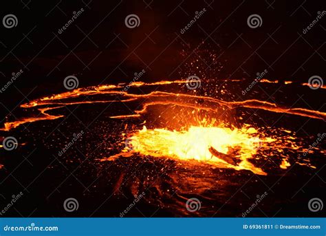 Eruption of Erta Ale Volcano Stock Image - Image of lava, spark: 69361811