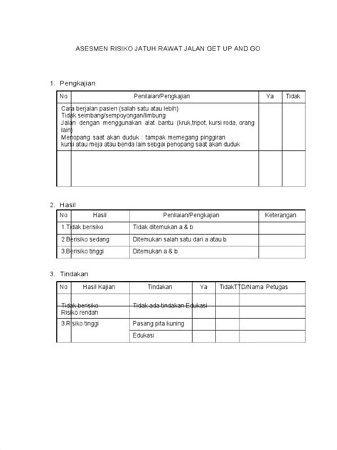 Pdf Form Asesmen Risiko Jatuh Rawat Jalan Get Up And Go Pdf