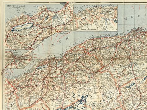 "Algeria map 1940s. Algérie Routière Politique Touristique, Région d ...