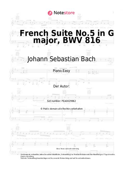 Johann Sebastian Bach French Suite No 5 In G Major BWV 816