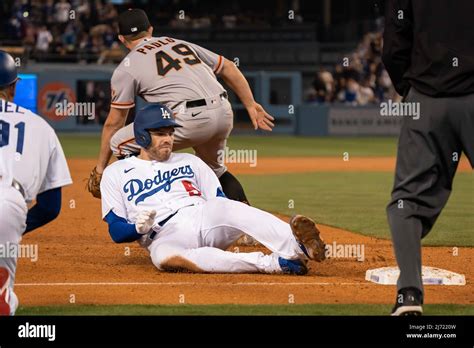 Los Angeles Dodgers First Baseman Freddie Freeman 5 Slides Into Third