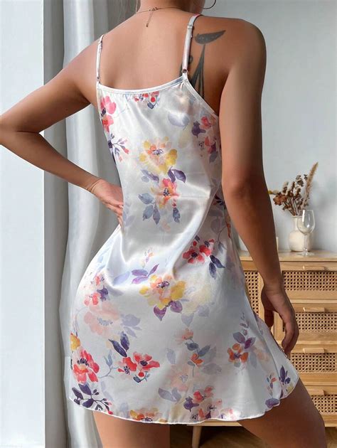 Floral Print Satin Cami Nightdress SHEIN USA