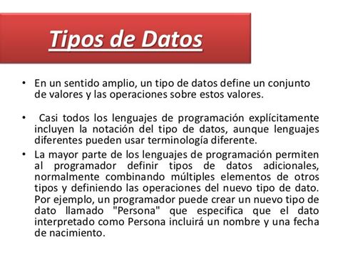 Tipos De Datos En Programacion